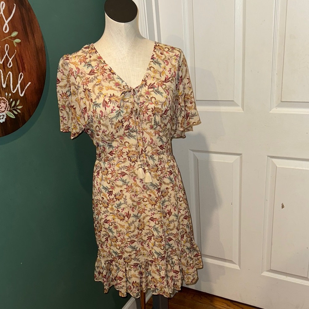 NWT JESSICA SIMPSON‎ Lottie Dress in Parchment-Cartoon Florals Sz Medium